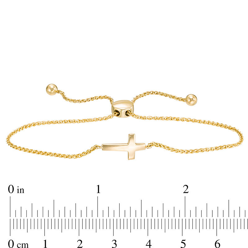 Main Image 2 of Small Sideways Cross Bolo Bracelet in 10K Gold - 9.5"