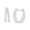 Thumbnail Image 1 of 1/8 CT. T.W. Diamond Split Hoop Earrings in 10K White Gold