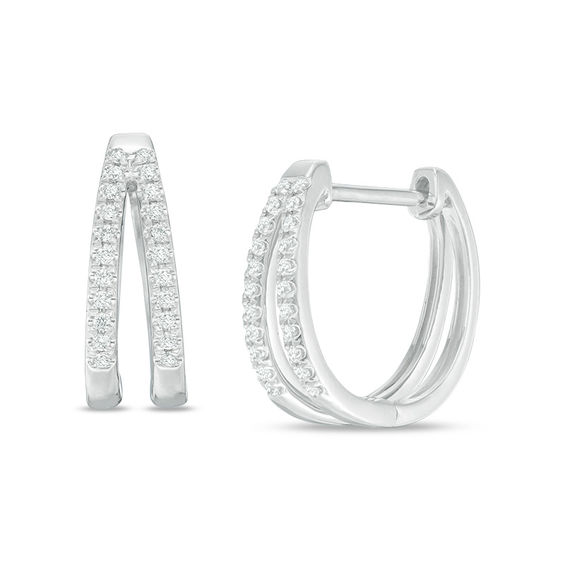 1/8 CT. T.w. Diamond Split Hoop Earrings in 10K White Gold