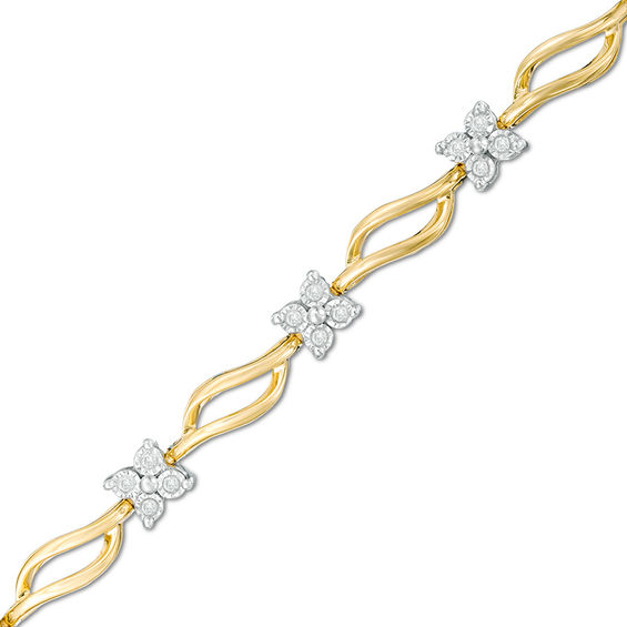 1/5 CT. T.w. Quad Diamond Bypass Link Bracelet in 10K Gold - 7.25"