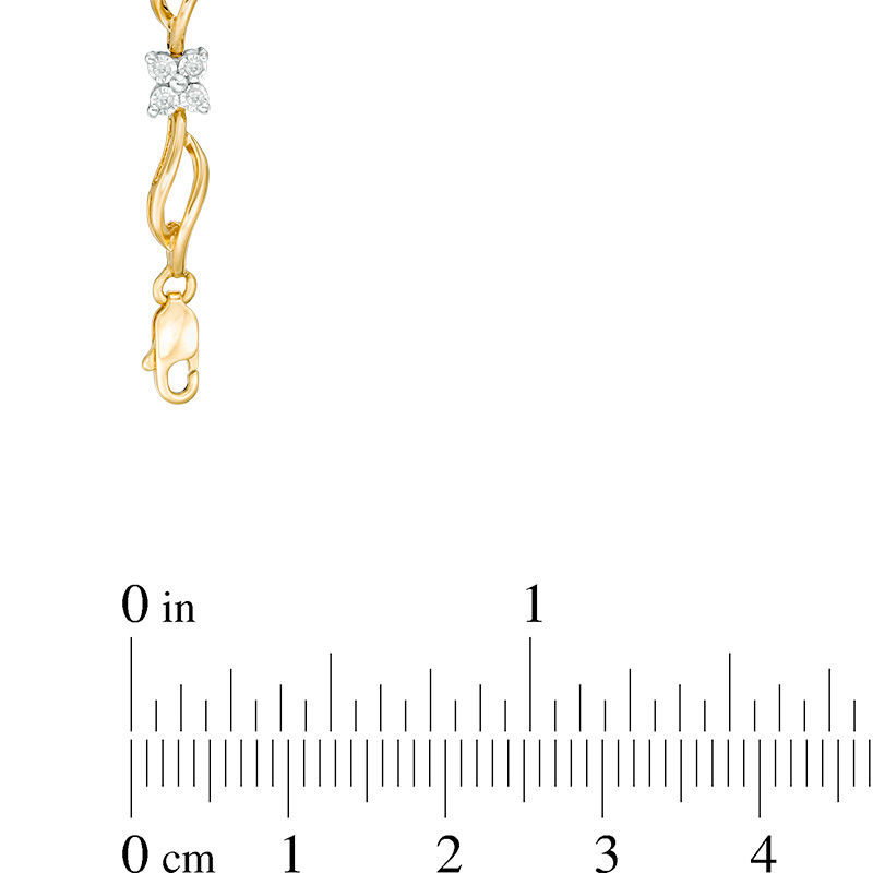 Main Image 2 of 1/5 CT. T.W. Quad Diamond Bypass Link Bracelet in 10K Gold - 7.25"