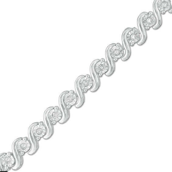 1/5 CT. T.w. Diamond "S" Curve Bracelet in Sterling Silver - 7.5"