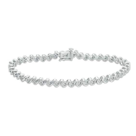 1/5 CT. T.w. Diamond "S" Curve Bracelet in Sterling Silver - 7.5"