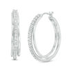 Thumbnail Image 1 of 1/10 CT. T.W. Diamond Multi-Row Hoop Earrings in Sterling Silver