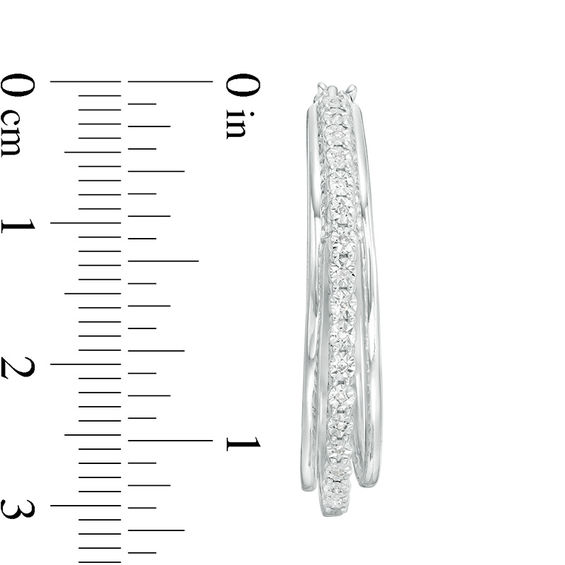 1/10 CT. T.w. Diamond Multi-Row Hoop Earrings in Sterling Silver