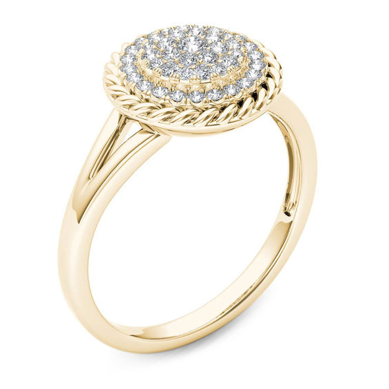 1/4 CT. T.w. Composite Diamond Rope Frame Split Shank Ring in 10K Gold