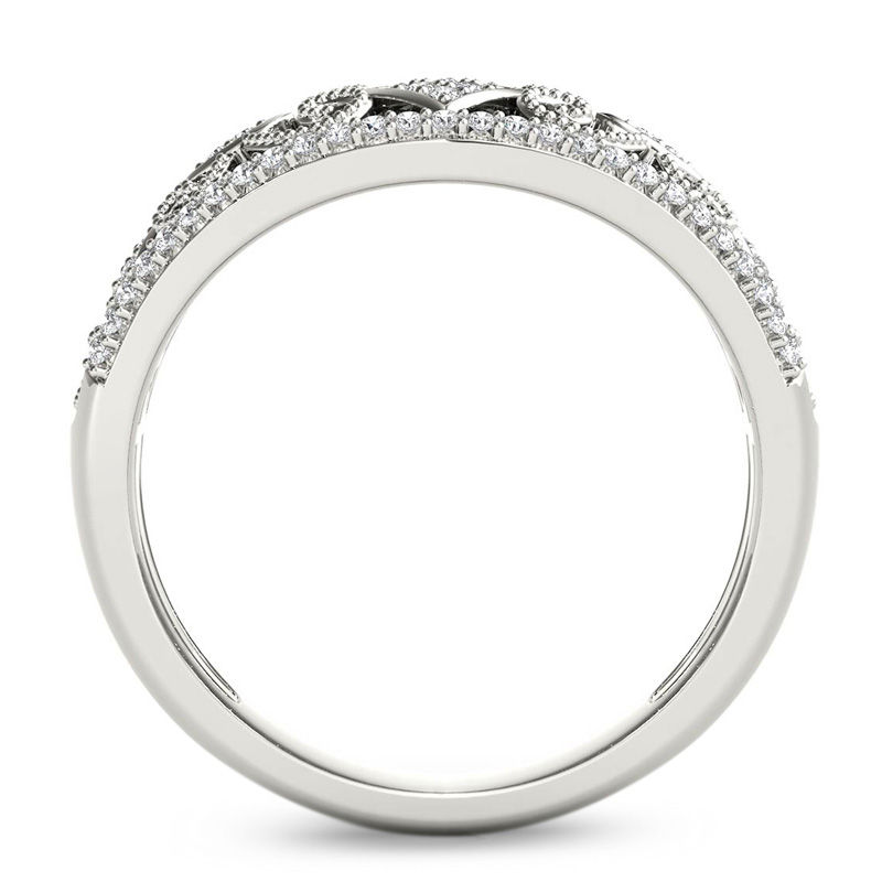Main Image 3 of 1/5 CT. T.W. Composite Diamond Vintage-Style Tilted Square Filigree Ring in 10K White Gold