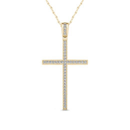 1/8 CT. T.W. Diamond Vintage-Style Cross Pendant in 10K Gold