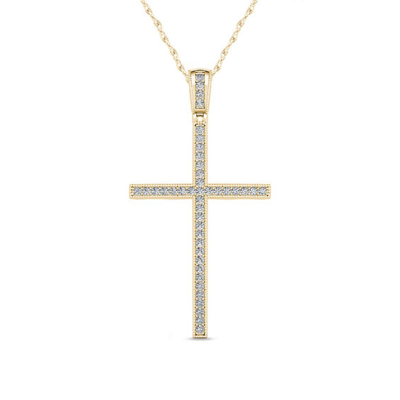 1/8 CT. T.w. Diamond Vintage-Style Cross Pendant in 10K Gold