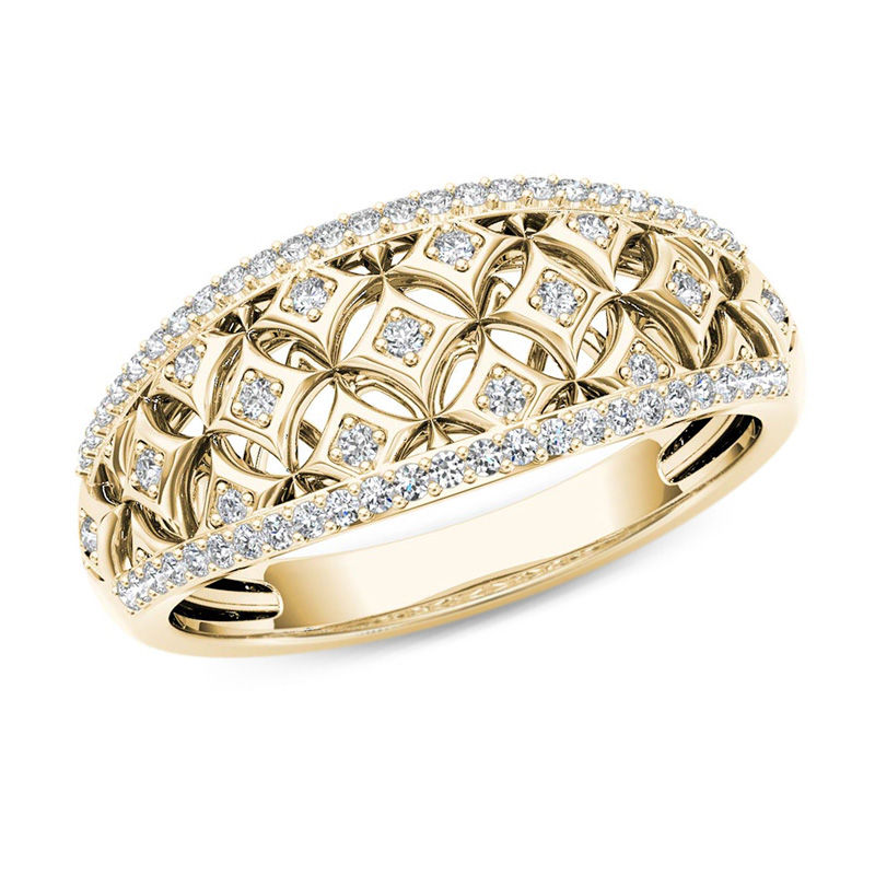 1/5 CT. T.W. Diamond Star Lattice Ring in 10K Gold