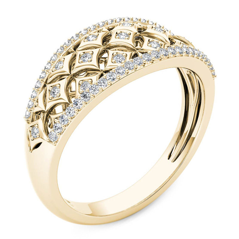 1/5 CT. T.W. Diamond Star Lattice Ring in 10K Gold