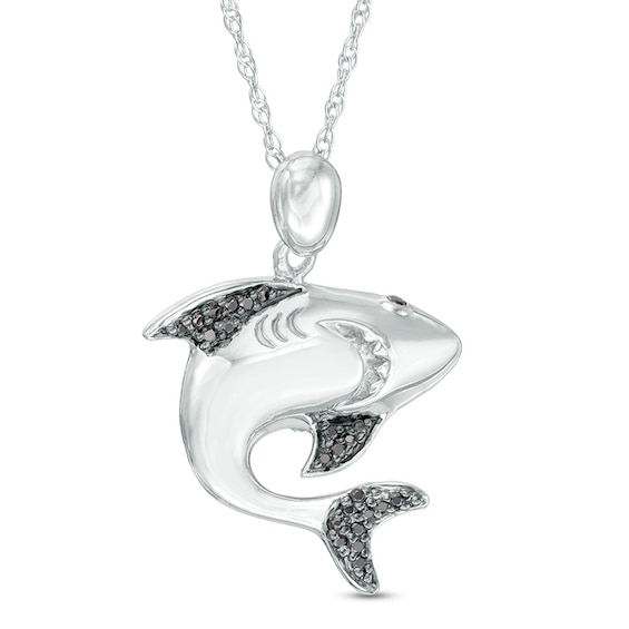 1/8 CT. T.w. Black Diamond Shark Pendant in Sterling Silver