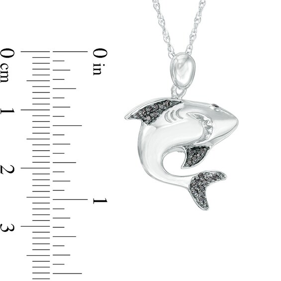 1/8 CT. T.w. Black Diamond Shark Pendant in Sterling Silver