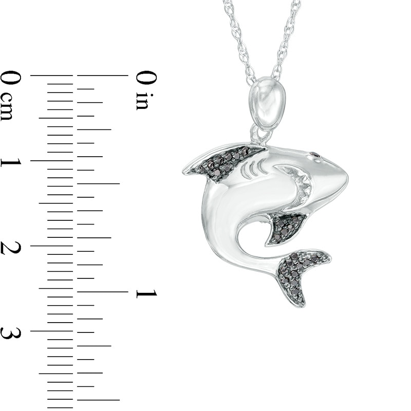 Main Image 2 of 1/8 CT. T.W. Black Diamond Shark Pendant in Sterling Silver