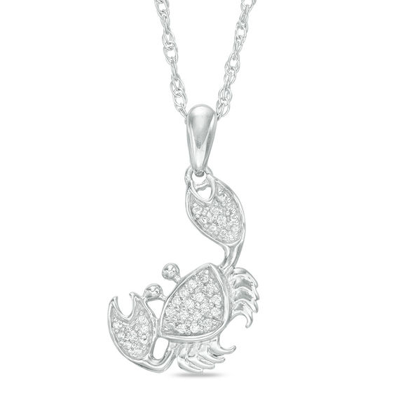 1/20 CT. T.W. Diamond Tilted Crab Pendant in Sterling Silver | Zales