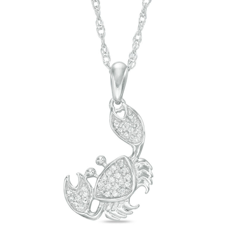 1/20 CT. T.W. Diamond Tilted Crab Pendant in Sterling Silver | Zales