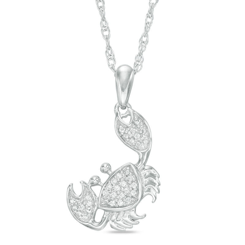 Main Image 1 of 1/20 CT. T.W. Diamond Tilted Crab Pendant in Sterling Silver