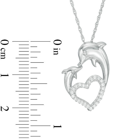 1/8 CT. T.w. Diamond Motherly Love Dolphin Heart Pendant in Sterling Silver