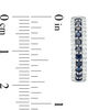 Thumbnail Image 2 of Lab-Created Blue and White Sapphire Three Row Hoop Earrings in Sterling Silver