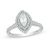 Thumbnail Image 1 of Marquise Lab-Created White Sapphire Double Frame Ring in Sterling Silver