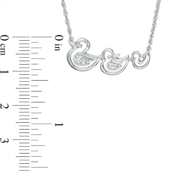 Diamond Accent Duck Family Necklace in Sterling Silver - 17"