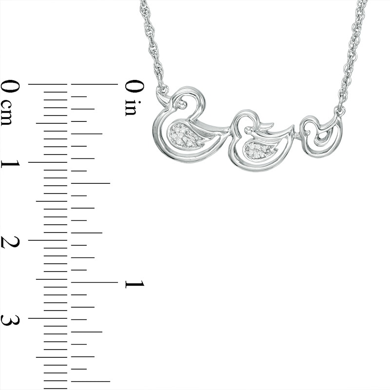 Main Image 2 of Diamond Accent Duck Family Necklace in Sterling Silver - 17"
