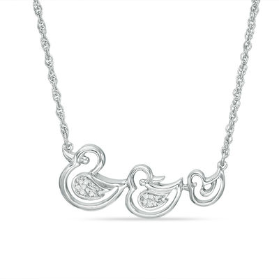 Diamond Accent Duck Family Necklace in 