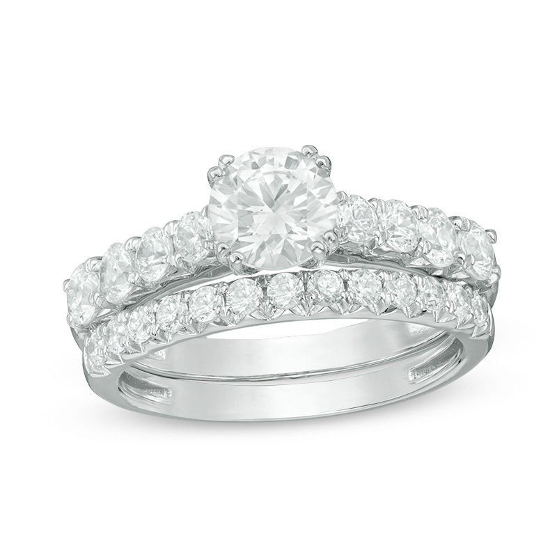 Main Image 1 of Celebration Ideal 2 CT. T.W. Certified Diamond Bridal Set in 14K White Gold (I/I1)