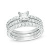 Thumbnail Image 0 of Celebration Ideal 1-5/8 CT. T.W. Princess-Cut Diamond Three-Piece Bridal Set in 14K White Gold (I/I1)
