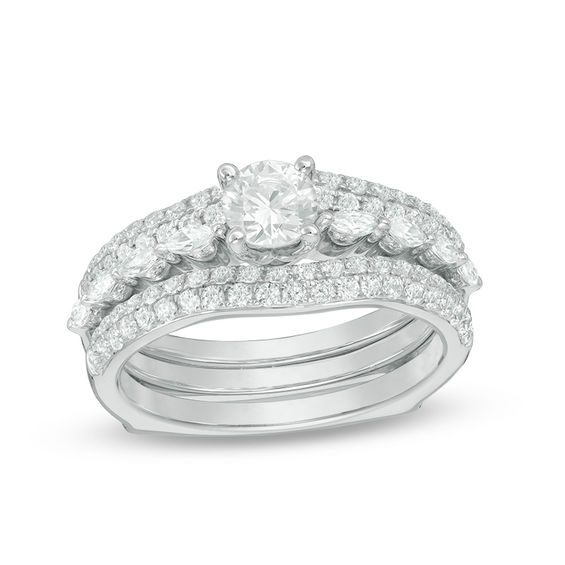 1-1/2 CT. T.w. Diamond Bridal Set in 14K White Gold