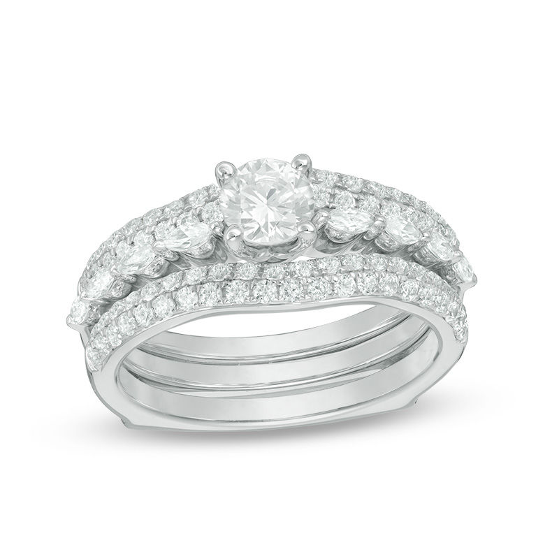 Main Image 1 of 1-1/2 CT. T.W. Diamond Bridal Set in 14K White Gold