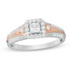 Thumbnail Image 1 of 3/8 CT. T.W. Princess-Cut Diamond Frame Engagement Ring in 14K Two-Tone Gold