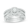 Thumbnail Image 1 of 1-1/4 CT. T.W. Diamond Frame Three Piece Bridal Set in 14K White Gold