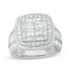 Thumbnail Image 1 of 2 CT. T.W. Quad Princess-Cut Diamond Double Frame Engagement Ring in 14K White Gold