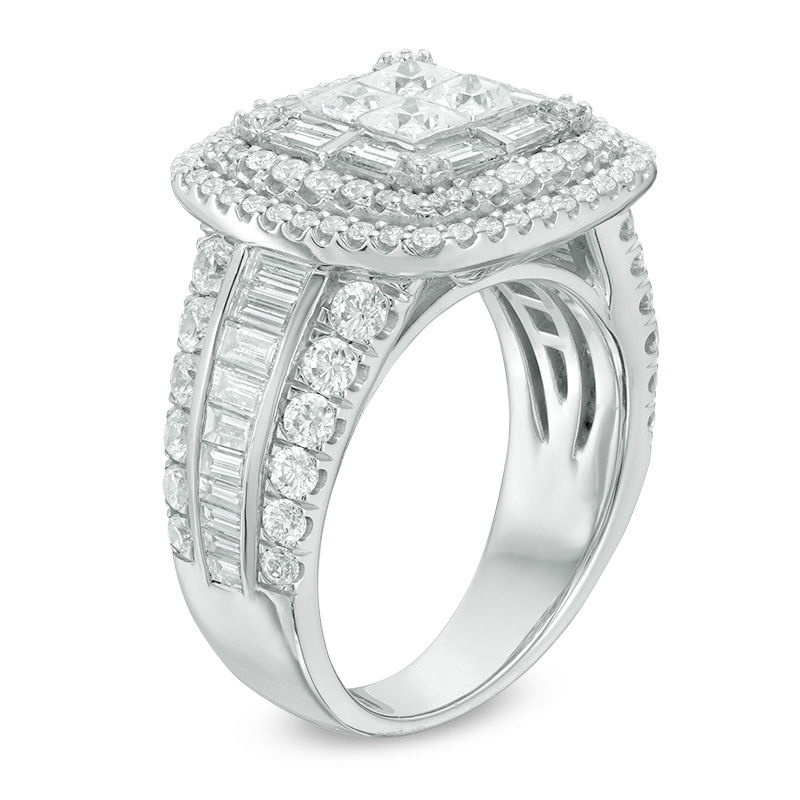 Main Image 2 of 2 CT. T.W. Quad Princess-Cut Diamond Double Frame Engagement Ring in 14K White Gold
