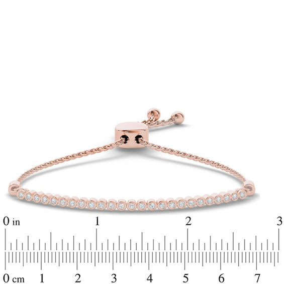 1/10 CT. T.w. Diamond Bar Bolo Bracelet in Sterling Silver with 14K Rose Gold Plate - 9.0"
