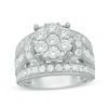 Thumbnail Image 1 of 3 CT. T.W. Composite Diamond Multi-Row Vintage-Style Engagement Ring in 14K White Gold