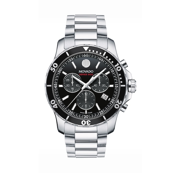Men's Movado Series 800Â® Chronograph Watch with Black Dial (Model: 2600142)
