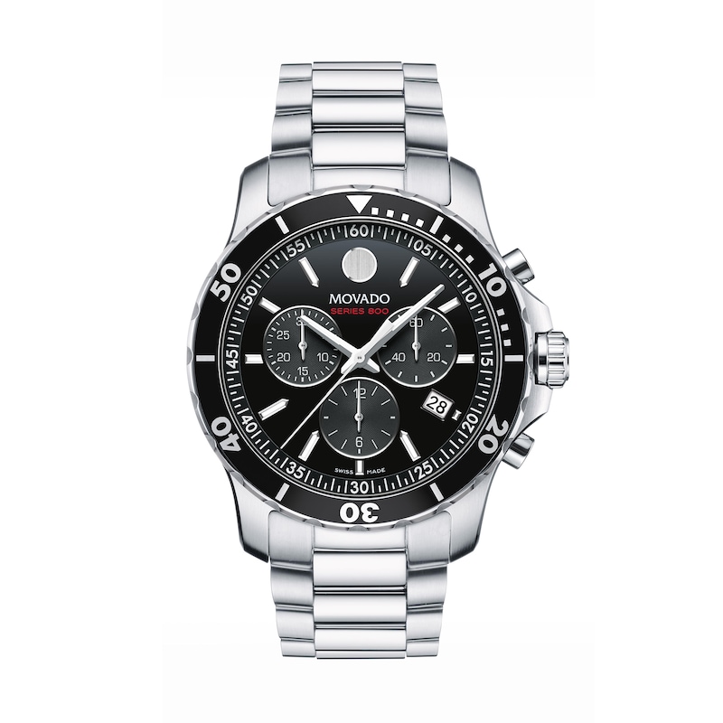 Main Image 1 of Men's Movado Series 800® Chronograph Watch with Black Dial (Model: 2600142)