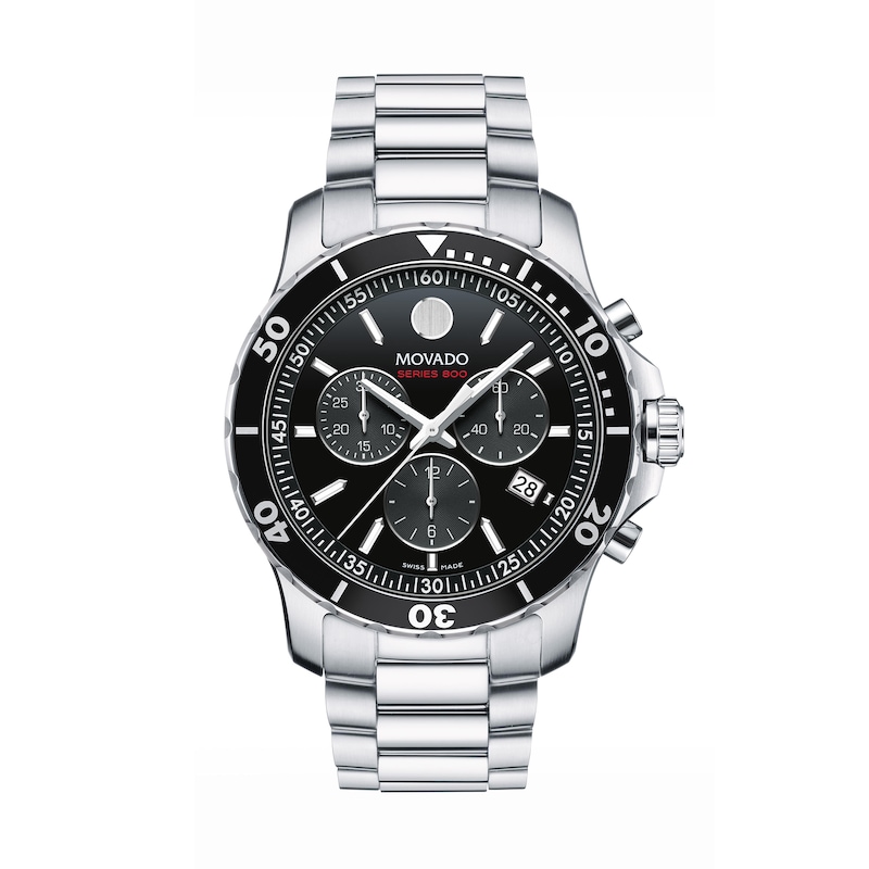 Men's Movado Series 800® Chronograph Watch with Black Dial (Model: 2600142)