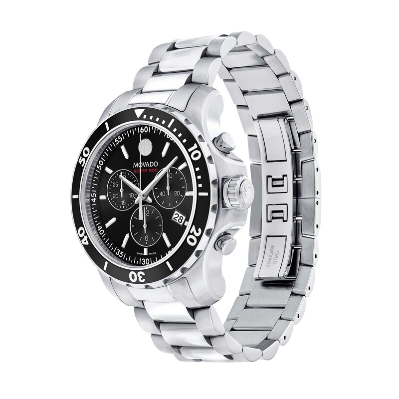Main Image 2 of Men's Movado Series 800® Chronograph Watch with Black Dial (Model: 2600142)