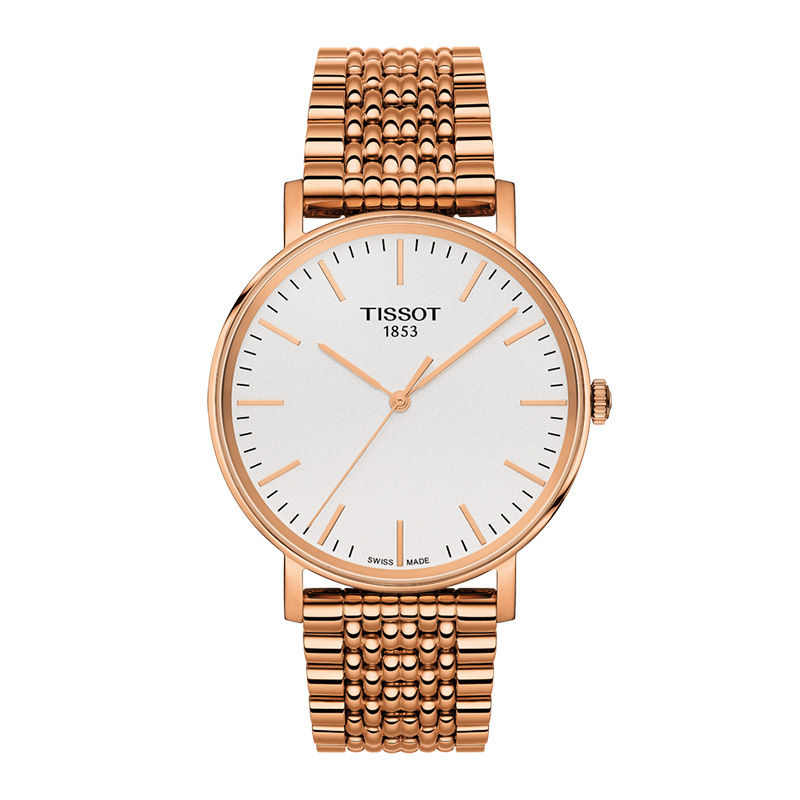 Main Image 1 of Men's Tissot Rose-Tone Watch with Silver-Tone Dial (Model: T109.410.33.031.00)