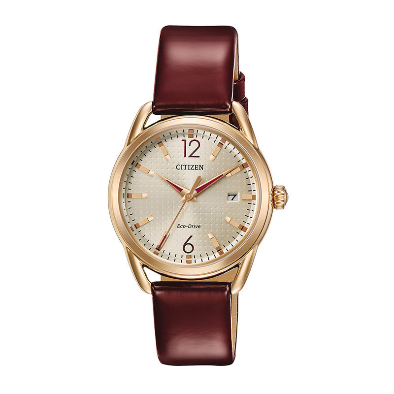 Main Image 1 of Ladies' Drive from Citizen Eco-Drive® LTR Rose-Tone Strap Watch with Champagne Dial (Model: FE6083-05P)