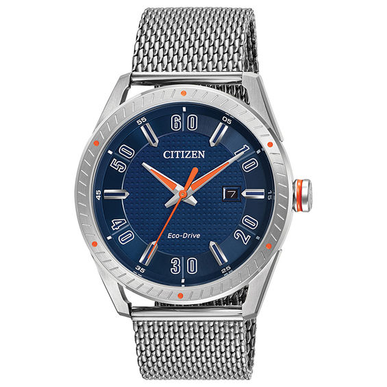 Men's Drive from Citizen Eco-DriveÂ® CTO Mesh Watch with Blue Dial (Model: Bm6990-55L)