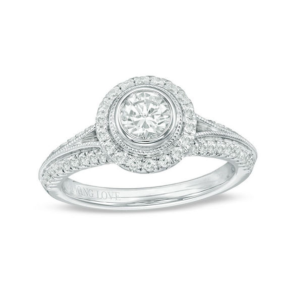 Vera Wang Love Collection 1 CT. T.w. Diamond Frame Vintage-Style Engagement Ring in 14K White Gold