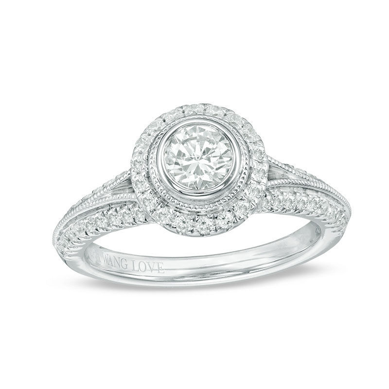 Main Image 1 of Vera Wang Love Collection 1 CT. T.W. Diamond Frame Vintage-Style Engagement Ring in 14K White Gold