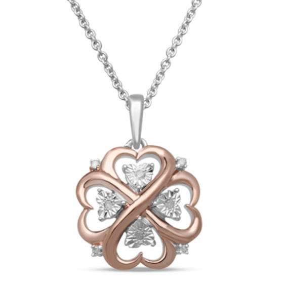 Diamond Accent Heart Shaped Four Leaf Clover Pendant In Sterling Silver With 14k Rose Gold Plate Shefinds - Rose Gold Four Leaf Clover Pendant Diamond Accent Heart Shaped Four Leaf Clover Pendant In Sterling Silver With 14k Rose Gold Plate Shefinds - Rose Gold Four Leaf Clover Pendant