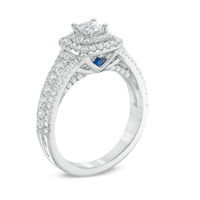 Vera Wang Love Collection 1 CT. T.W. Princess-Cut Diamond Double Frame Engagement Ring in 14K White Gold