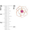 Thumbnail Image 2 of Rhodolite Garnet with White Enamel Rose Stud Earrings in 10K Rose Gold