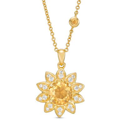 White Sapphire Sunflower Pendant 